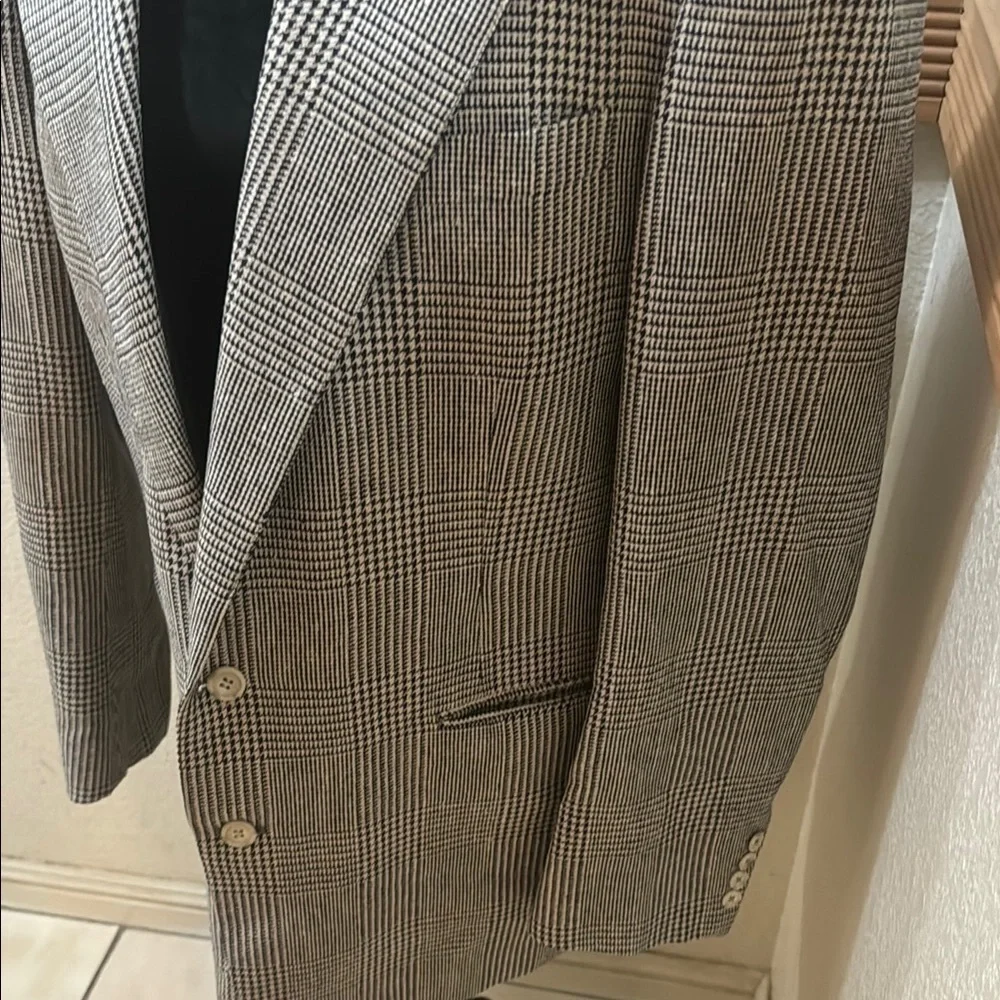 Men’s Club Room 100 % Silk Gingham Classic Blazer Size 44L Jacket! - Picture 6 of 15